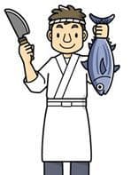 魚を持った板前さん